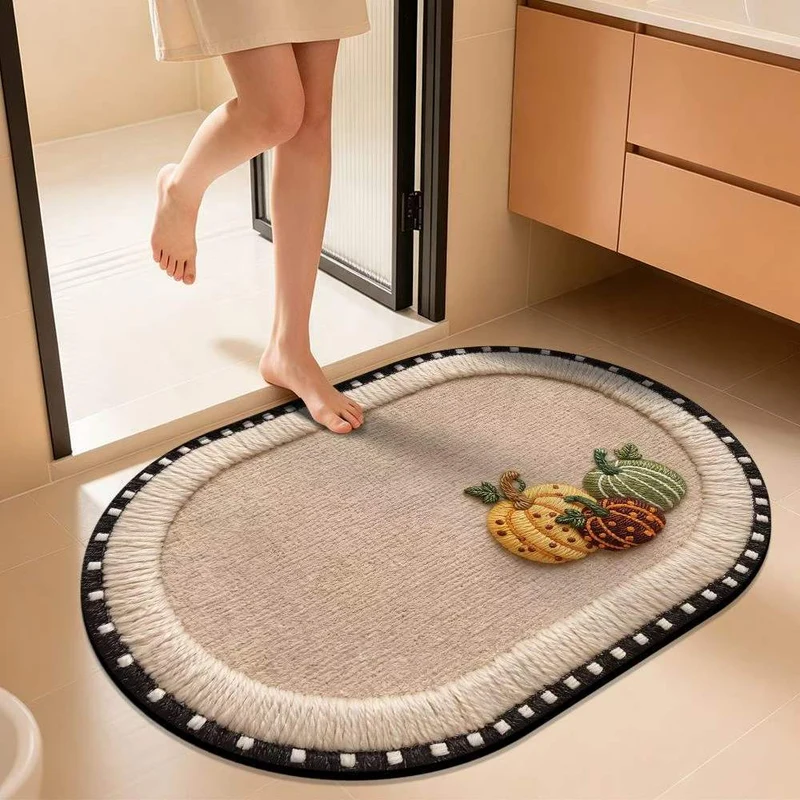 Pumpkin-Themed Decorative Bath Mat Stornfield