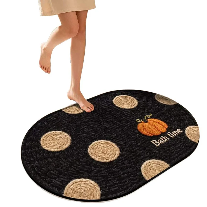 Pumpkin-Themed Decorative Bath Mat Stornfield