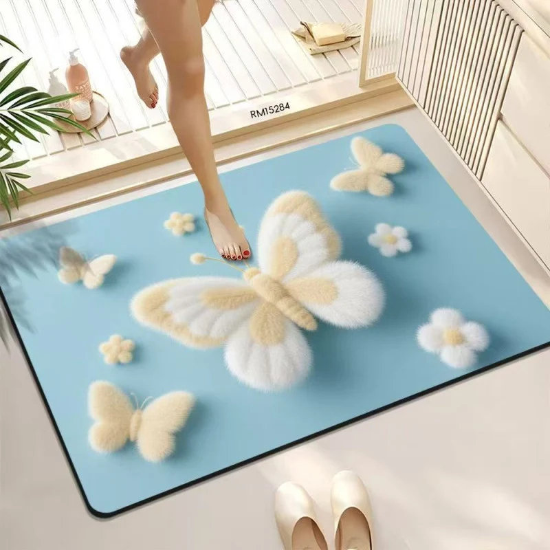 Decorative Butterfly Bath Mat Stornfield