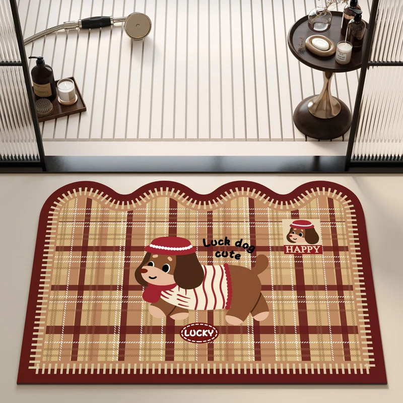 Playful Puppy Themed Bath Mat Stornfield
