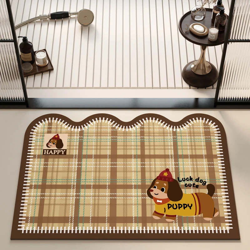 Playful Puppy Themed Bath Mat Stornfield