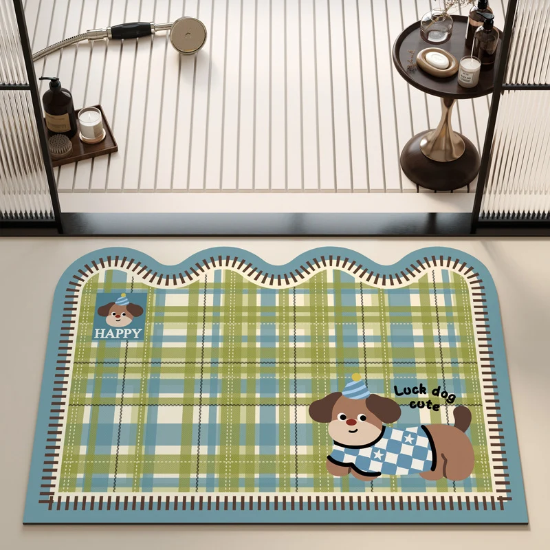 Playful Puppy Themed Bath Mat Stornfield