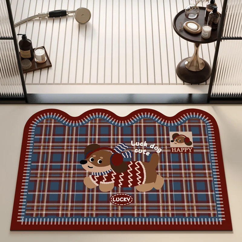 Playful Puppy Themed Bath Mat Stornfield