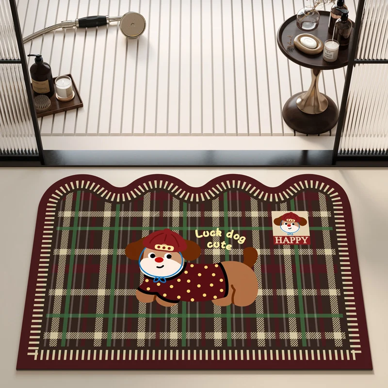 Playful Puppy Themed Bath Mat Stornfield