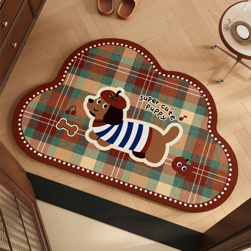 Playful Puppy Themed Bath Mat Stornfield