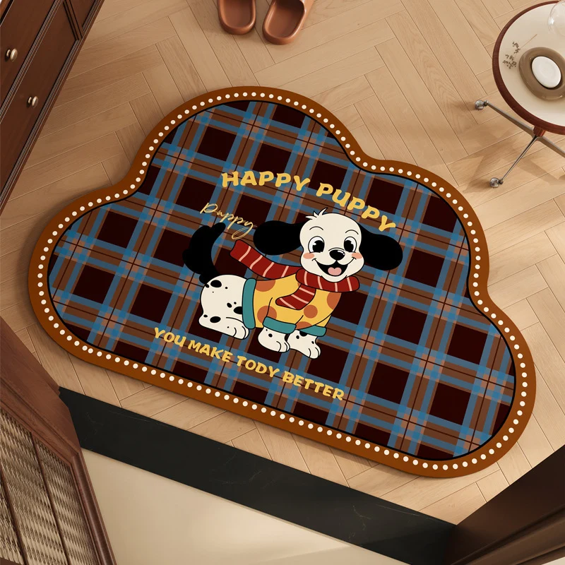 Playful Puppy Themed Bath Mat Stornfield