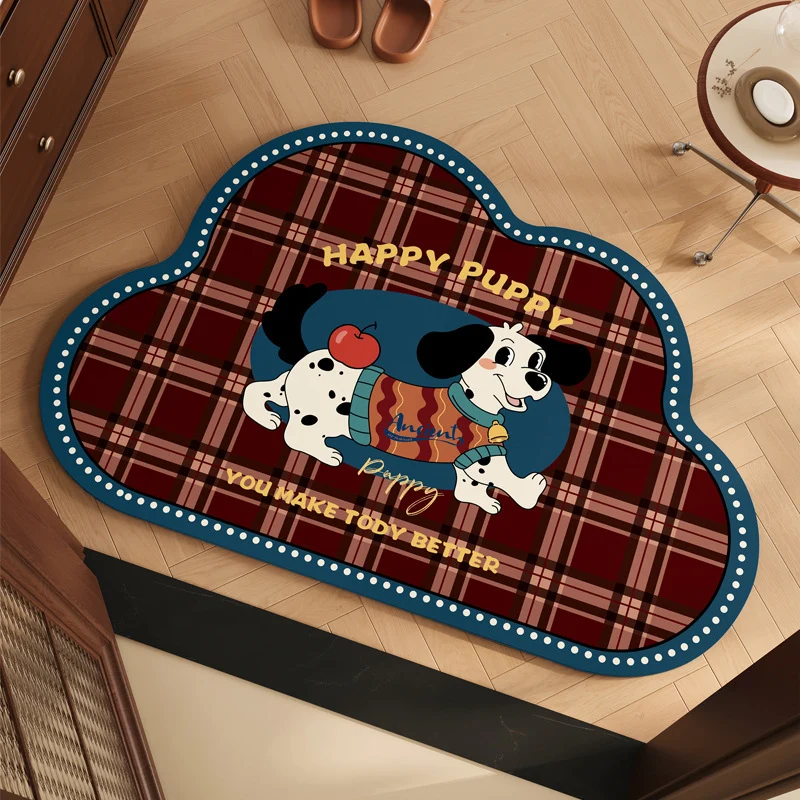 Playful Puppy Themed Bath Mat Stornfield