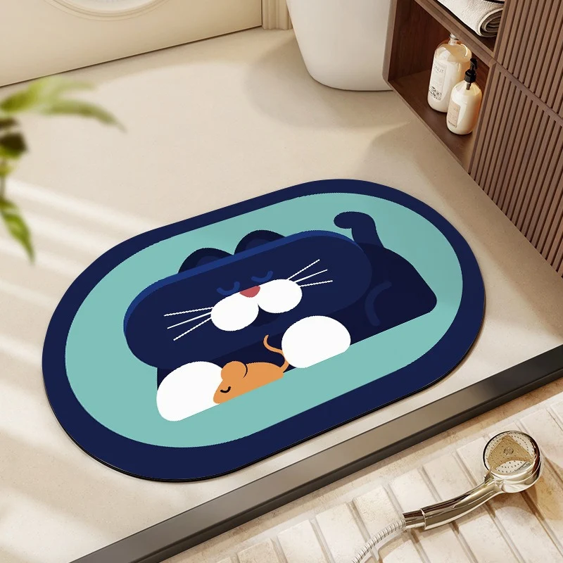Playful Cartoon-Themed Bath Mat Stornfield