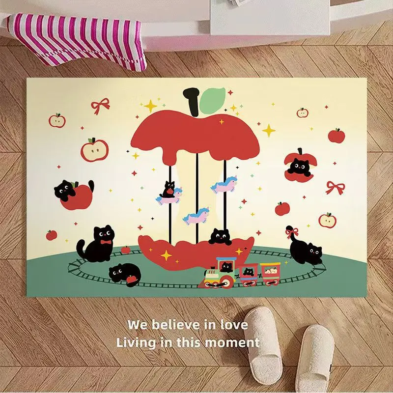 Playful Cartoon Apple-Themed Area Rug Stornfield