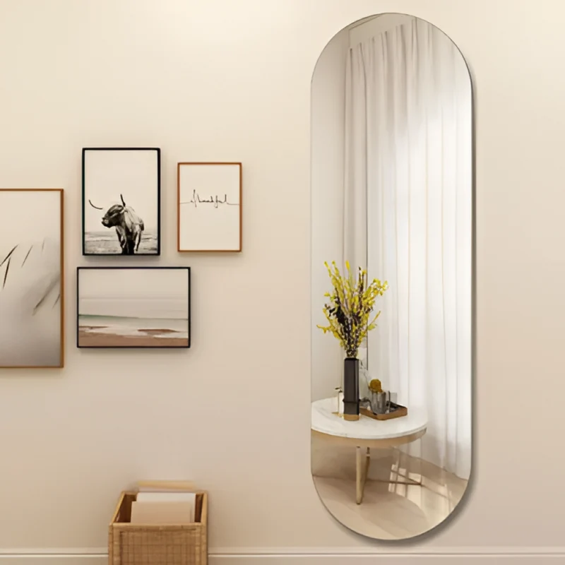 Wandspiegel Oval Rahmenlos 120x40 cm - Art Deco Design Spiegel ohne Rahmen aus Floatglas
