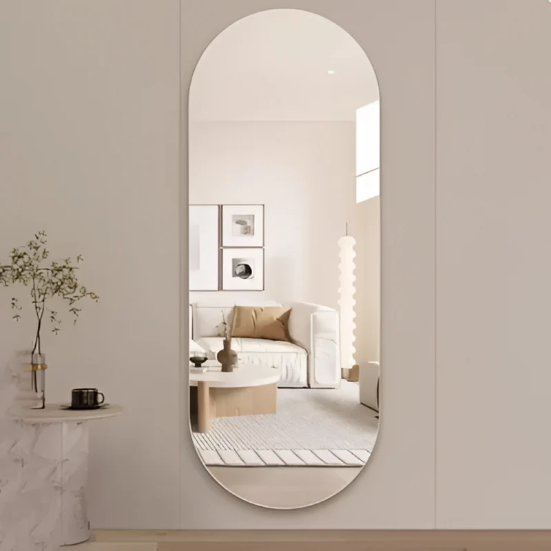 Wandspiegel Oval Rahmenlos 120x40 cm - Art Deco Design Spiegel ohne Rahmen aus Floatglas