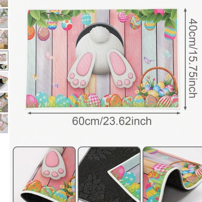 Decorative Bunny Print Runner Mat Stornfield