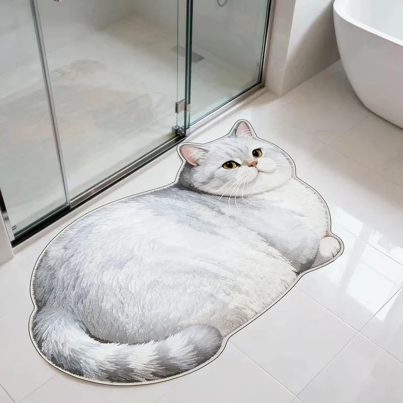 Cute Cat-Shaped Plush Bath Mat Stornfield