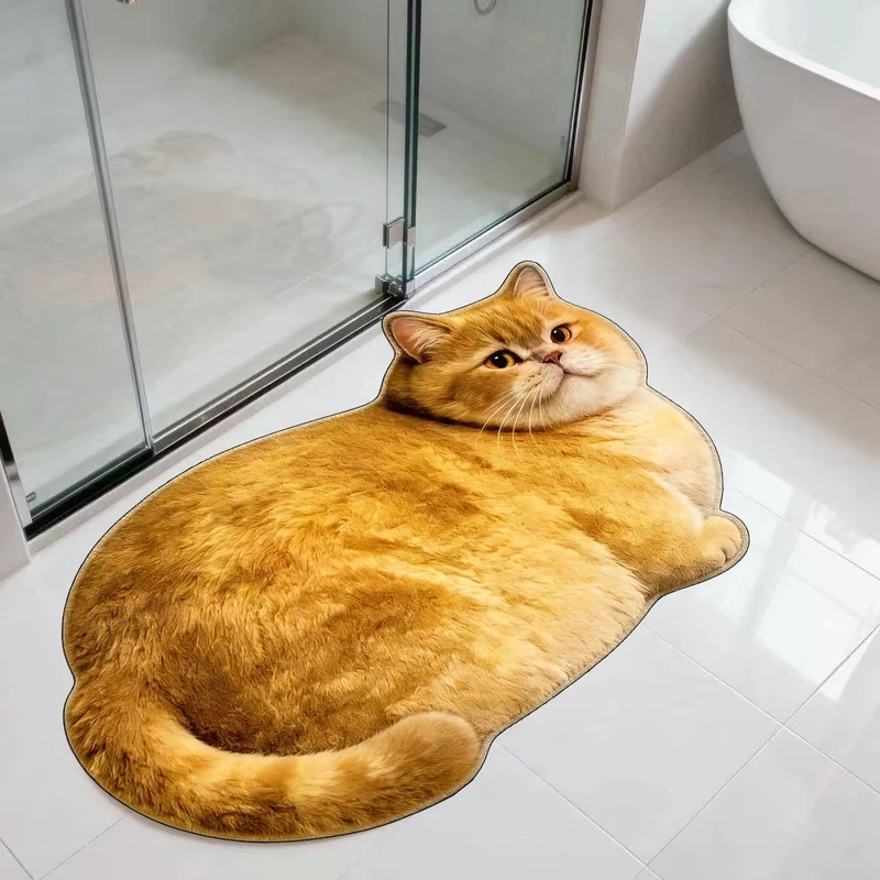 Cute Cat-Shaped Plush Bath Mat Stornfield