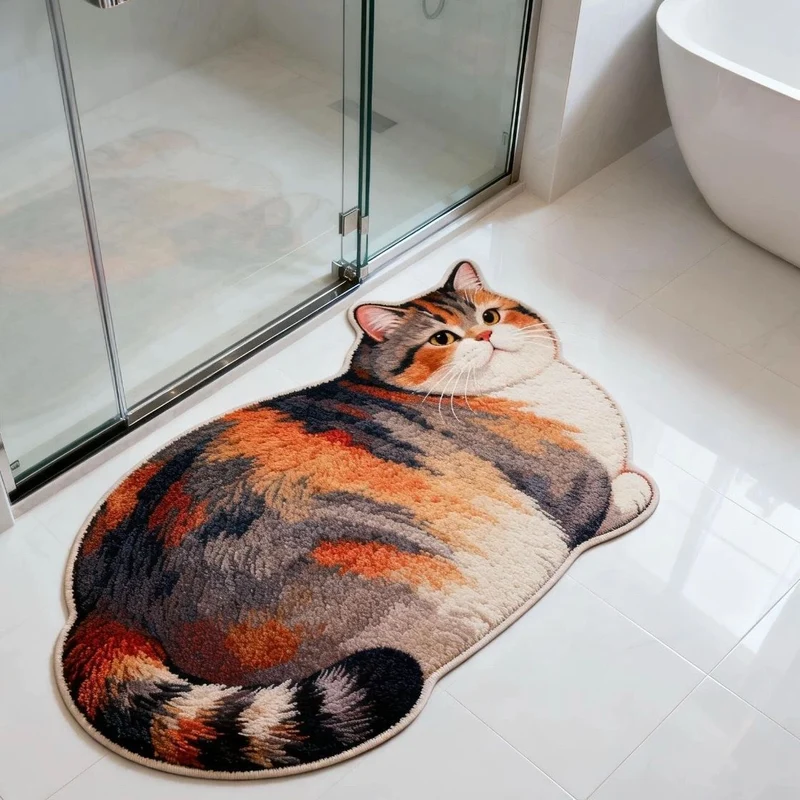 Cute Cat-Shaped Plush Bath Mat Stornfield