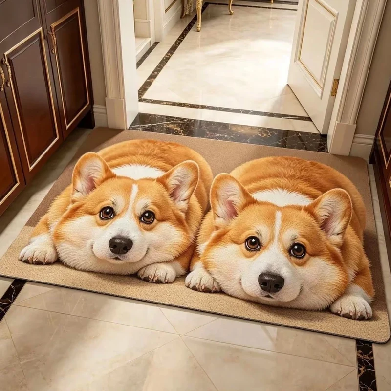 Corgi-Themed Plush Area Rug Stornfield