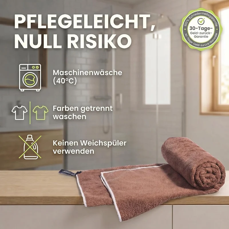 Mikrofaser Reisehandtuch Braun 80x40 cm - Schnelltrocknend & Kompakt
