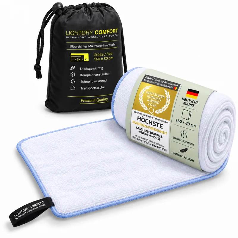 Mikrofaser Reisehandtuch 80x40 cm - Schnelltrocknend & Kompakt
