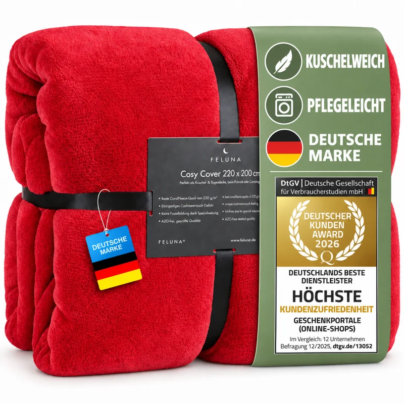 Feluna XXL Kuscheldecke 220x200 cm – Kuschelweiche Wohndecke Grau