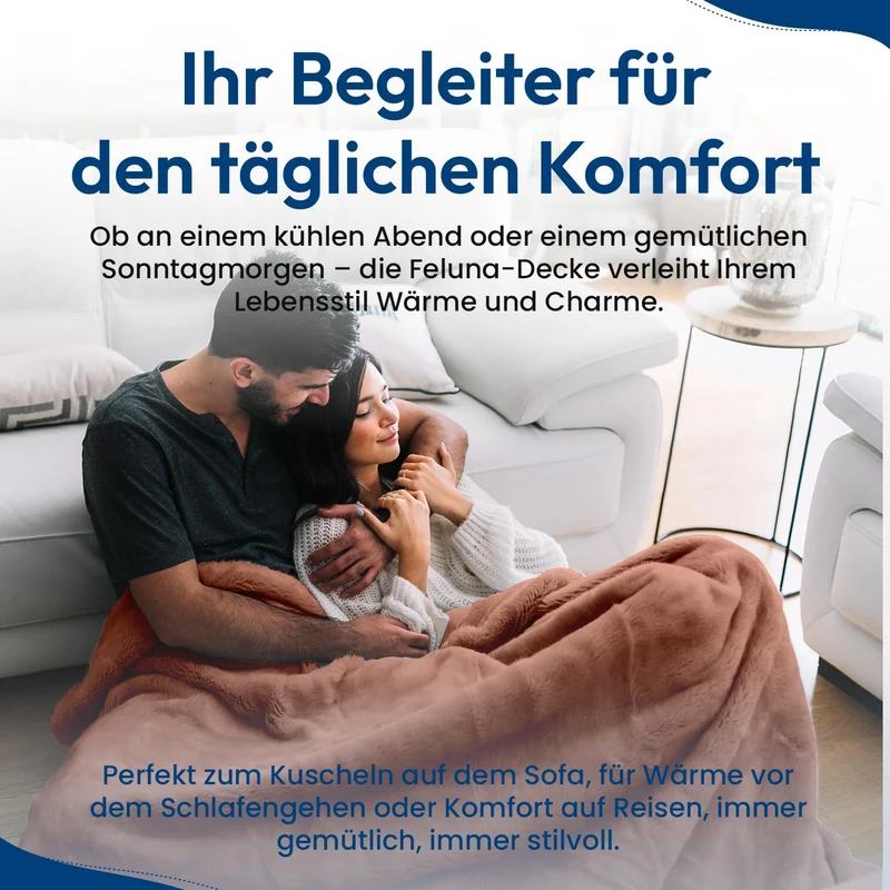Feluna XXL Kuscheldecke 220x200 cm – Kuschelweiche Wohndecke Grau
