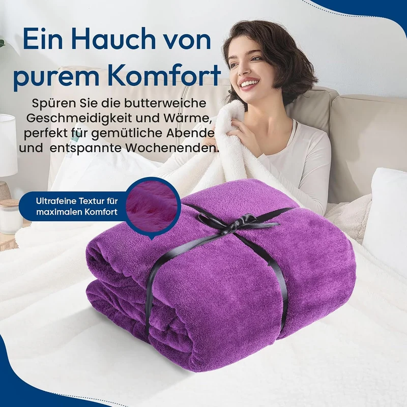 Feluna XXL Kuscheldecke 220x200 cm – Kuschelweiche Wohndecke Grau