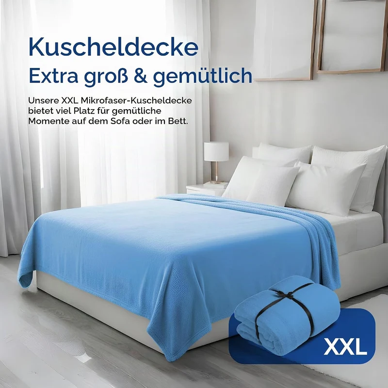 Feluna XXL Kuscheldecke 220x200 cm – Kuschelweiche Wohndecke Grau