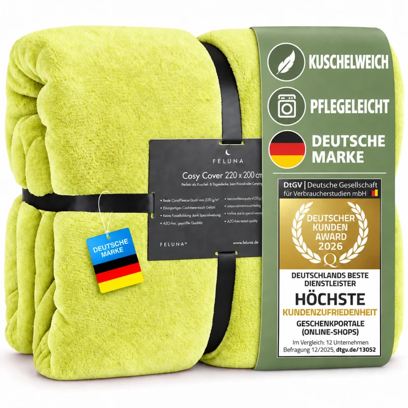 Feluna XXL Kuscheldecke 220x200 cm – Kuschelweiche Wohndecke Grau