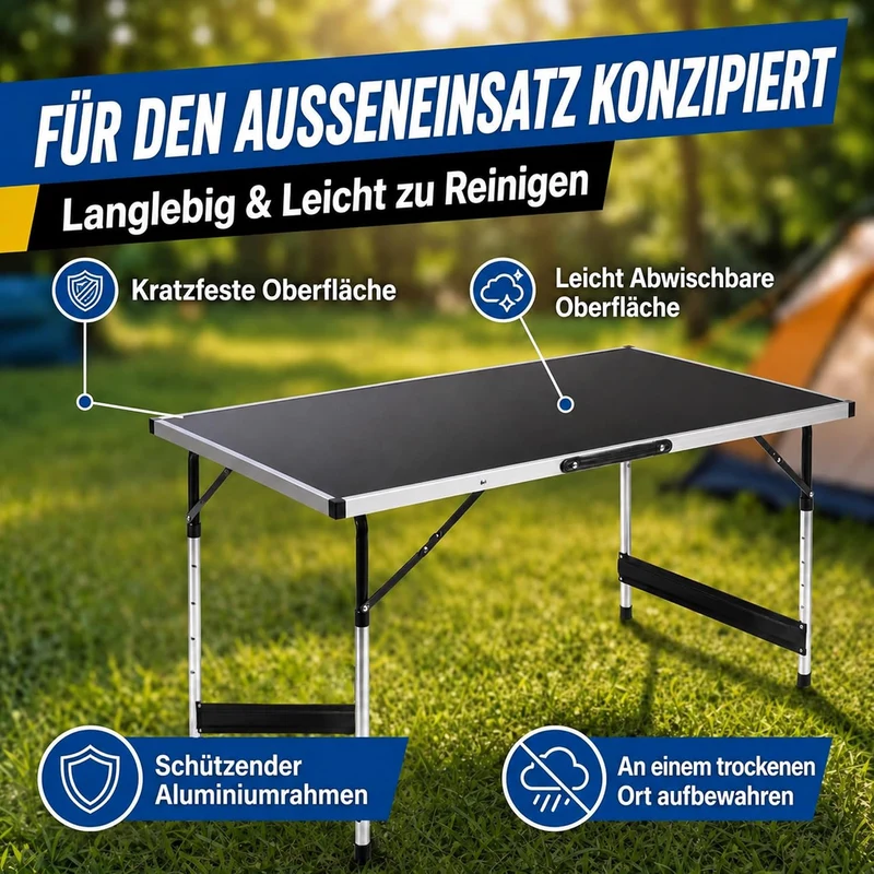 Multifunktions-Klapptisch 3er Set – Höhenverstellbar & Faltbar