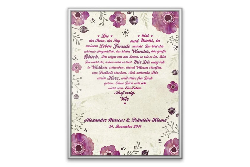 Liebesgedicht - Bild mit Gedicht in Herzform