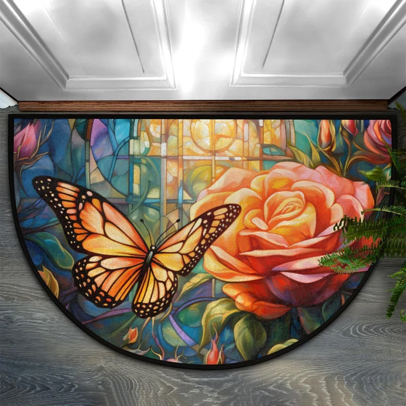 Floral Themed Welcome Mat Stornfield