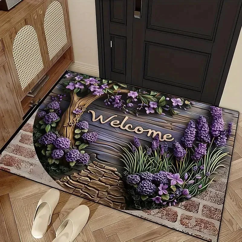 Floral Themed Welcome Mat Stornfield