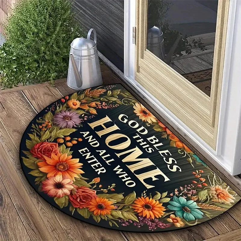 Floral Themed Welcome Mat Stornfield