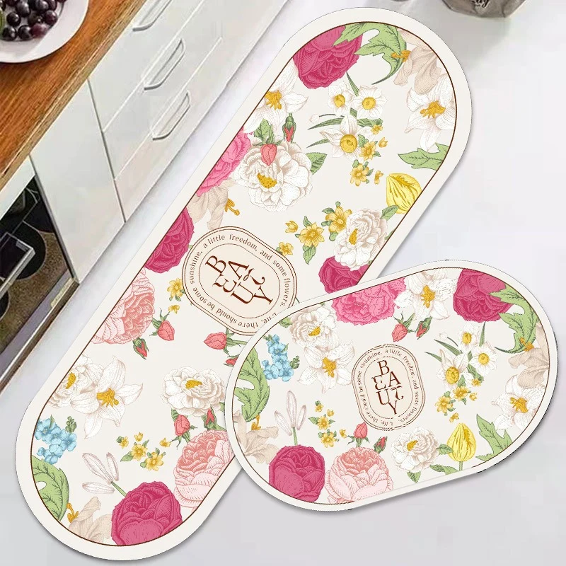 Floral Design Anti-Fatigue Kitchen Mat Stornfield