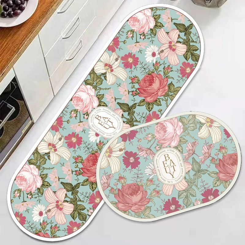 Floral Design Anti-Fatigue Kitchen Mat Stornfield