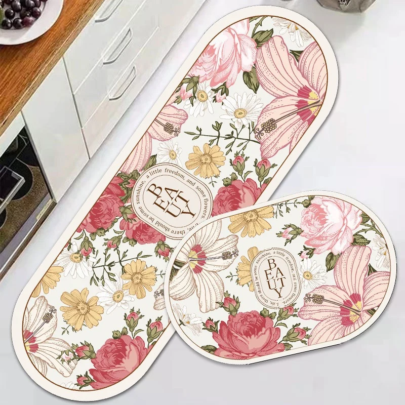 Floral Design Anti-Fatigue Kitchen Mat Stornfield