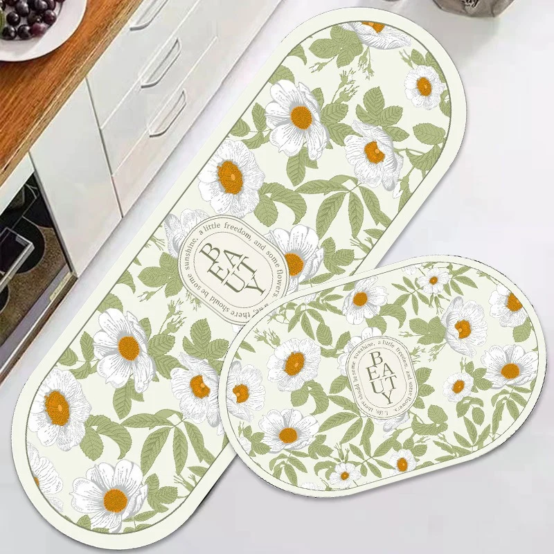 Floral Design Anti-Fatigue Kitchen Mat Stornfield