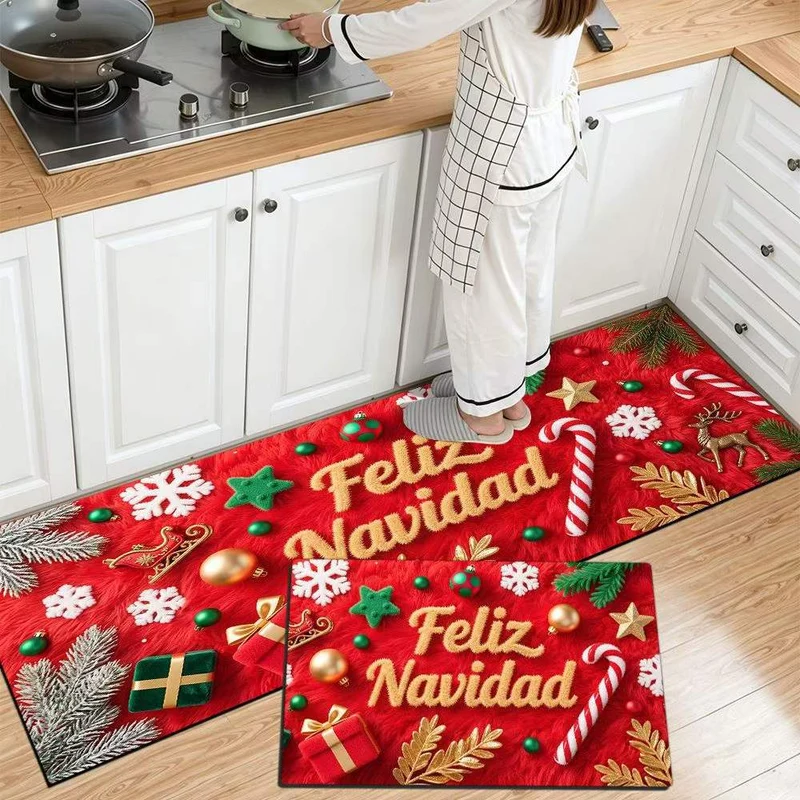 Festive Christmas Themed Kitchen Mat Stornfield