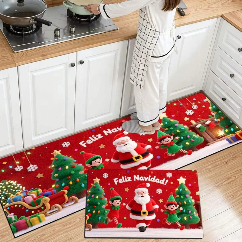 Festive Christmas Themed Kitchen Mat Stornfield