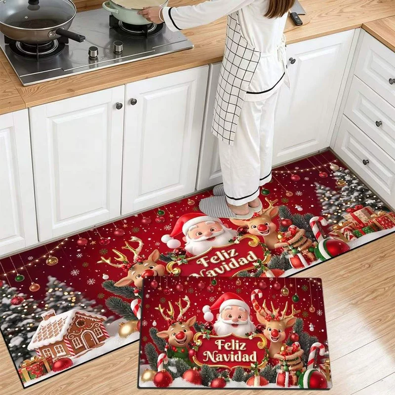 Festive Christmas Themed Kitchen Mat Stornfield
