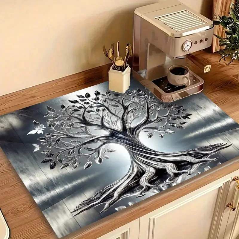 Elegant Tree of Life Decorative Kitchen Mat Stornfield