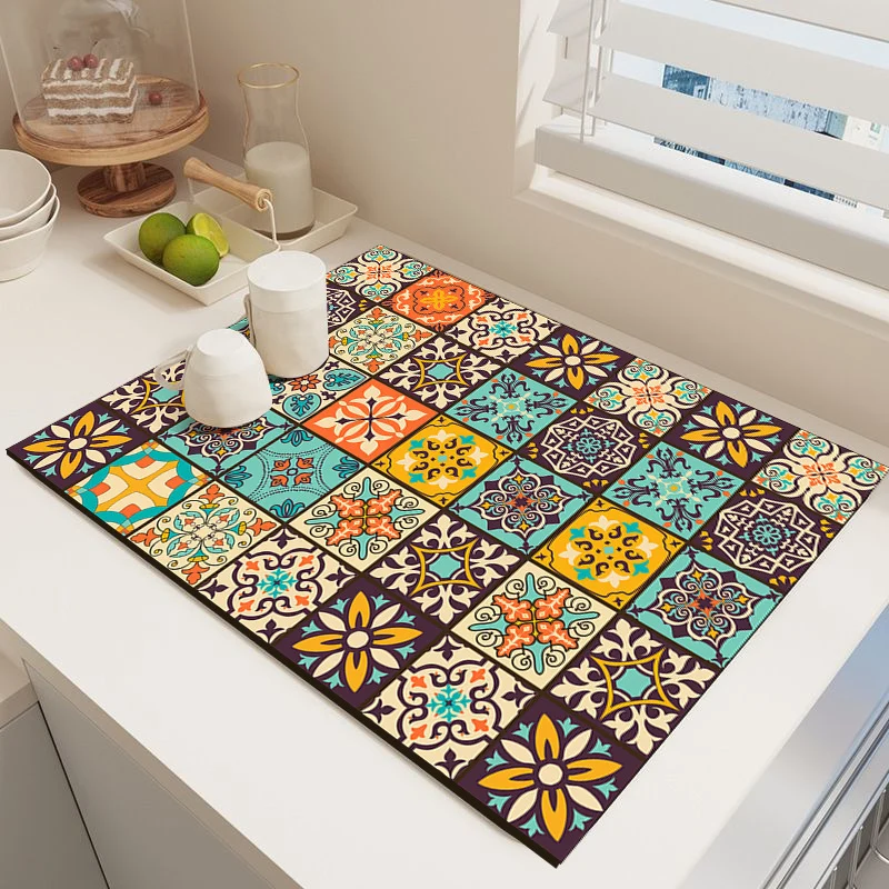 Elegant Mosaic Pattern Kitchen Mat Stornfield