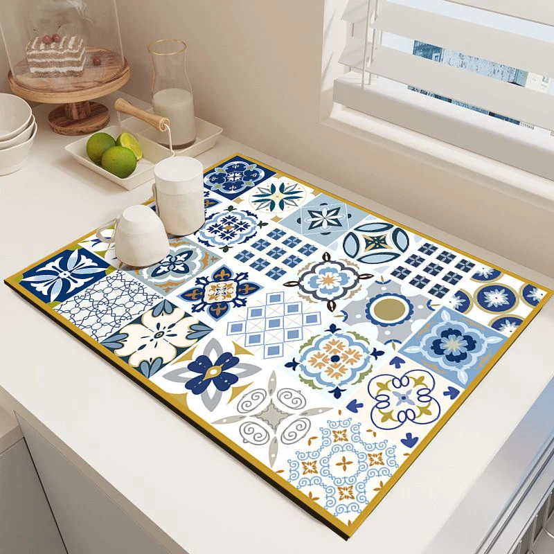 Elegant Mosaic Pattern Kitchen Mat Stornfield