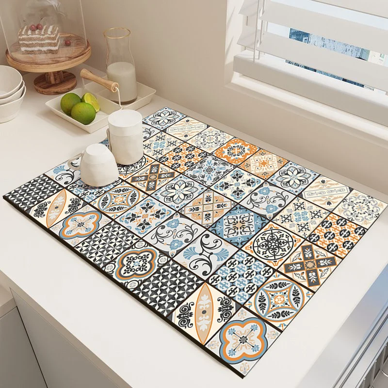 Elegant Mosaic Pattern Kitchen Mat Stornfield
