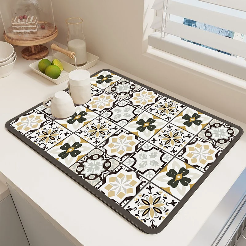 Elegant Mosaic Pattern Kitchen Mat Stornfield