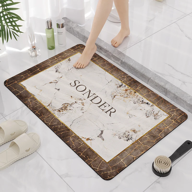 Elegant Marble Design Bathroom Mat Stornfield