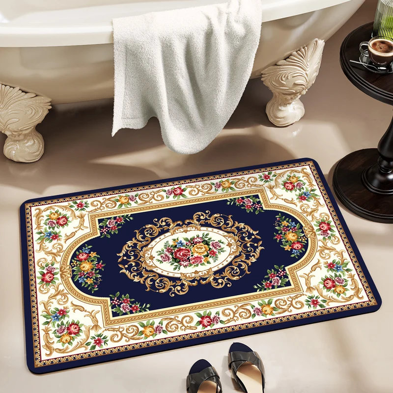 Elegant Floral Bathroom Area Mat Stornfield