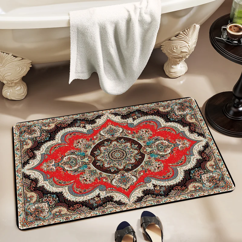 Elegant Floral Bathroom Area Mat Stornfield