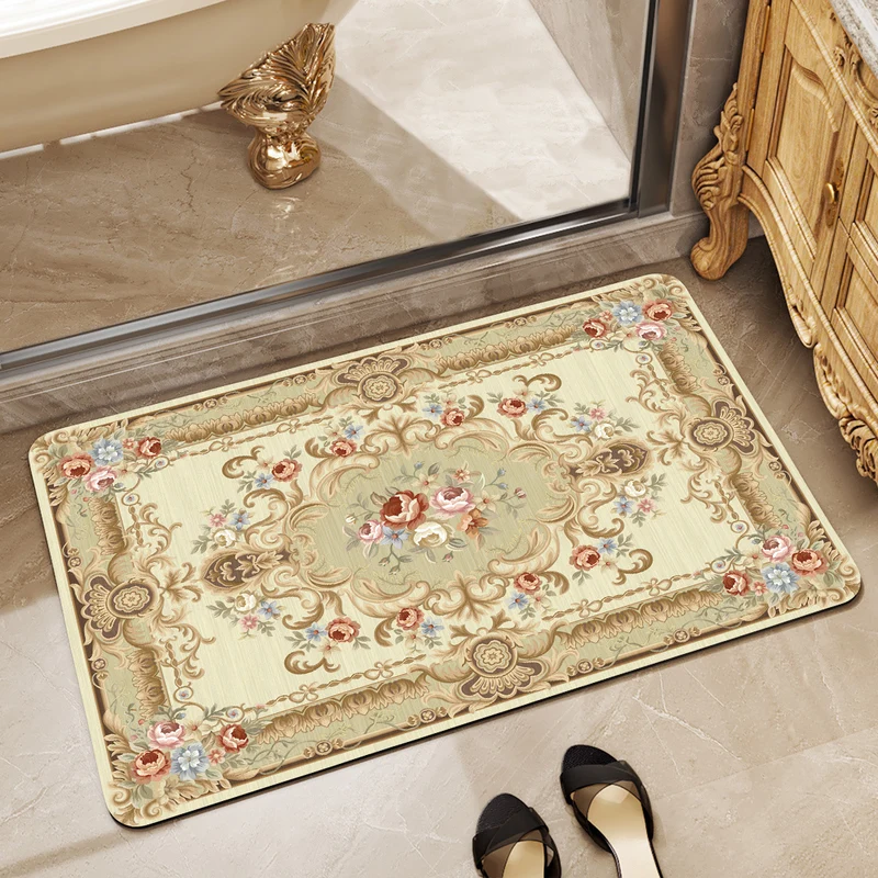 Elegant Floral Bathroom Area Mat Stornfield