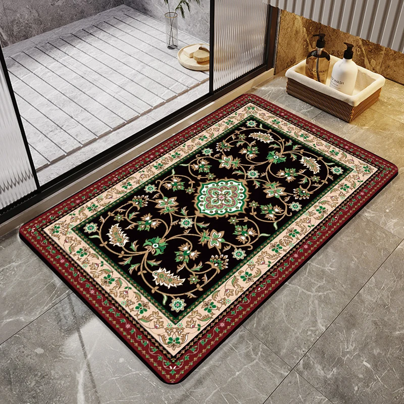 Elegant Floral Bathroom Area Mat Stornfield