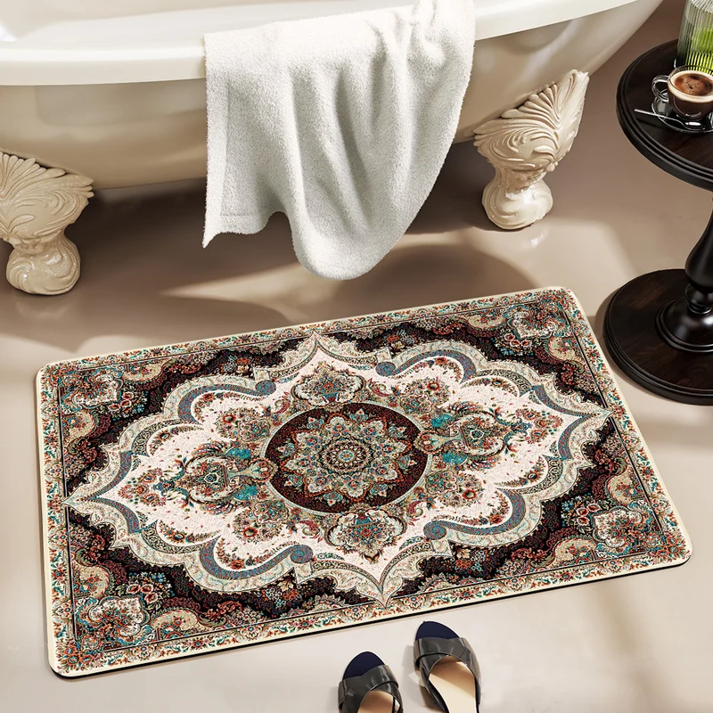 Elegant Floral Bathroom Area Mat Stornfield